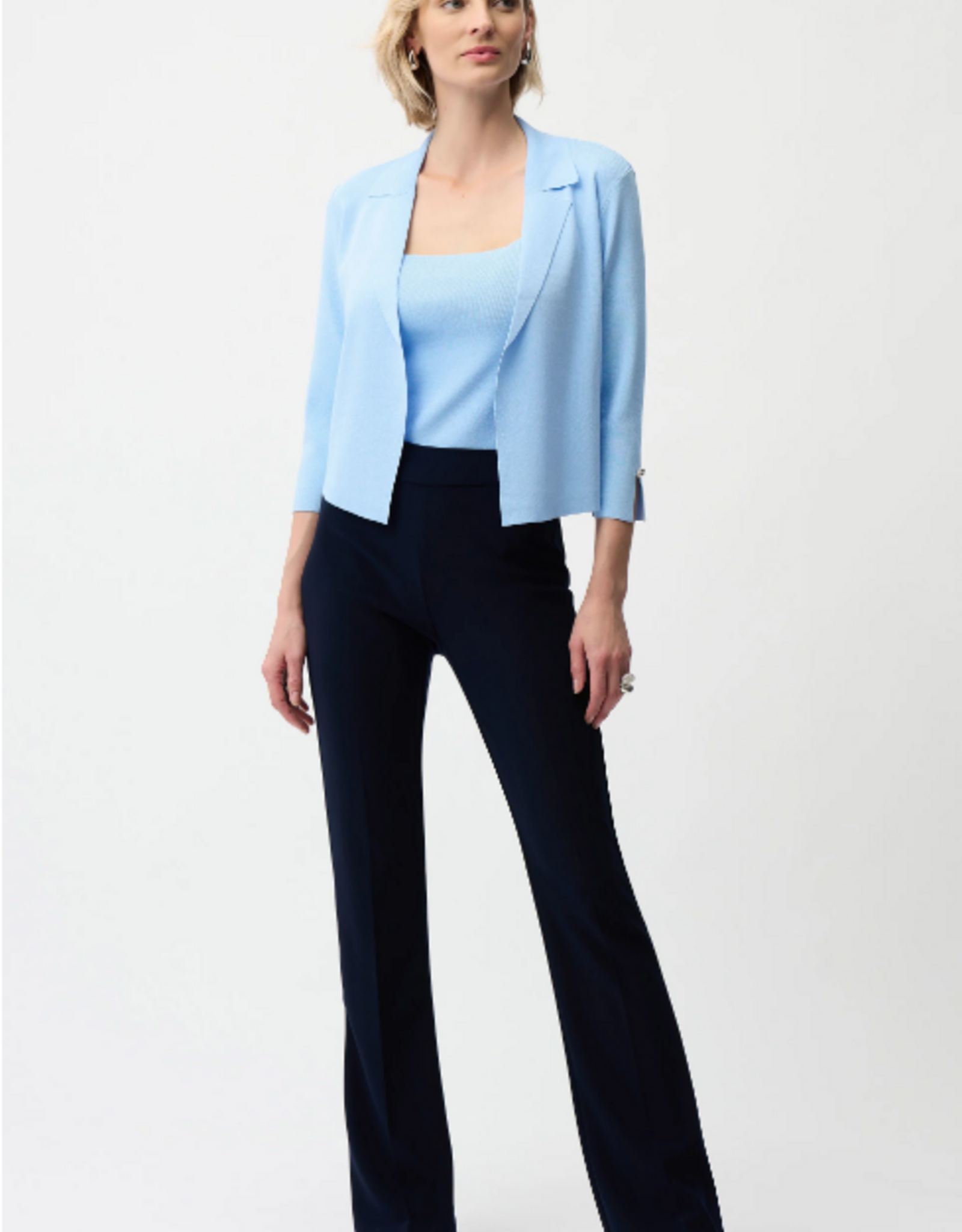 Joseph Ribkoff Joseph Ribkoff Sky Blue Viscose Blend Open-Front Cardigan