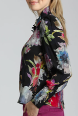 APNY APNY Red Multi Puff Sleeve Blouse W/Ruched Detail CL