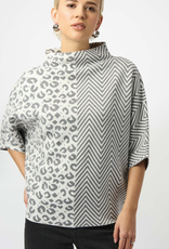 Joseph Ribkoff Joseph Ribkoff  Leopard Print/Chevron Pattern High Neck Sweater RK