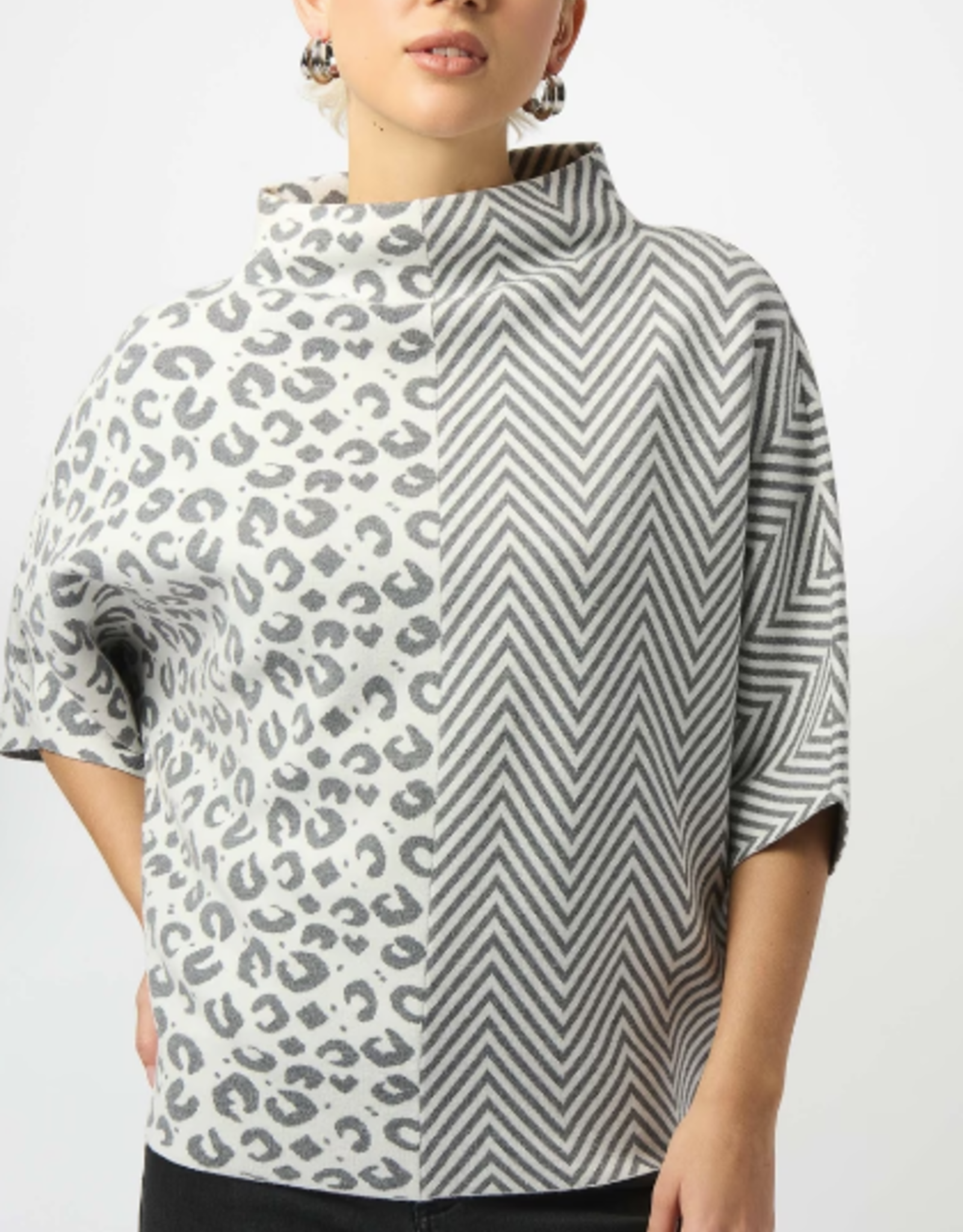 Joseph Ribkoff Joseph Ribkoff  Leopard Print/Chevron Pattern High Neck Sweater RK