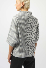 Joseph Ribkoff Joseph Ribkoff  Leopard Print/Chevron Pattern High Neck Sweater RK