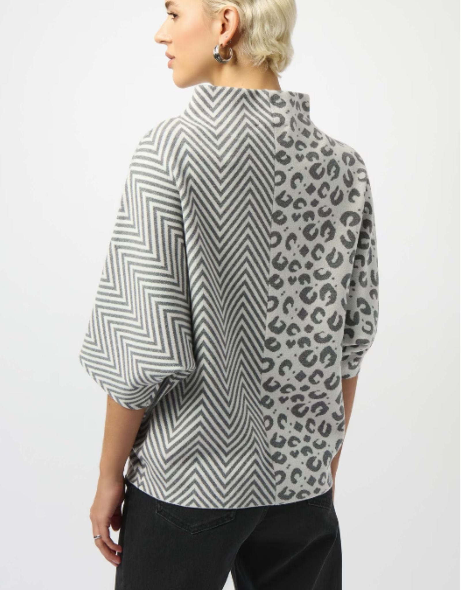 Joseph Ribkoff Joseph Ribkoff  Leopard Print/Chevron Pattern High Neck Sweater RK