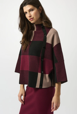 Joseph Ribkoff Joseph Ribkoff  Merlot Multi Print Stand Up Collar 3/4 Sleeve SA
