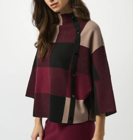 Joseph Ribkoff Joseph Ribkoff  Merlot Multi Print Stand Up Collar 3/4 Sleeve SA