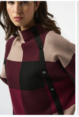 Joseph Ribkoff Joseph Ribkoff  Merlot Multi Print Stand Up Collar 3/4 Sleeve SA