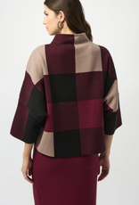 Joseph Ribkoff Joseph Ribkoff  Merlot Multi Print Stand Up Collar 3/4 Sleeve SA