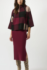 Joseph Ribkoff Joseph Ribkoff  Merlot Multi Print Stand Up Collar 3/4 Sleeve SA