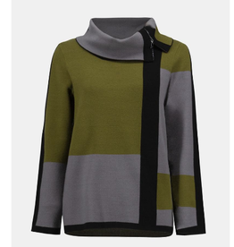 Joseph Ribkoff Joseph Ribkoff Jacquard Artichoke Color Blocked Sweater SA