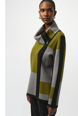 Joseph Ribkoff Joseph Ribkoff Jacquard Artichoke Color Blocked Sweater SA