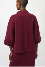 Joseph Ribkoff Joseph Ribkoff  Merlot Collar 1/4 Button Up  3/4 Sleeve Sweater SO