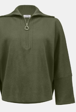 Joseph Ribkoff Joseph Ribkoff  Avocado Relaxed Fit 1/4 Zip Shawl Collar SO