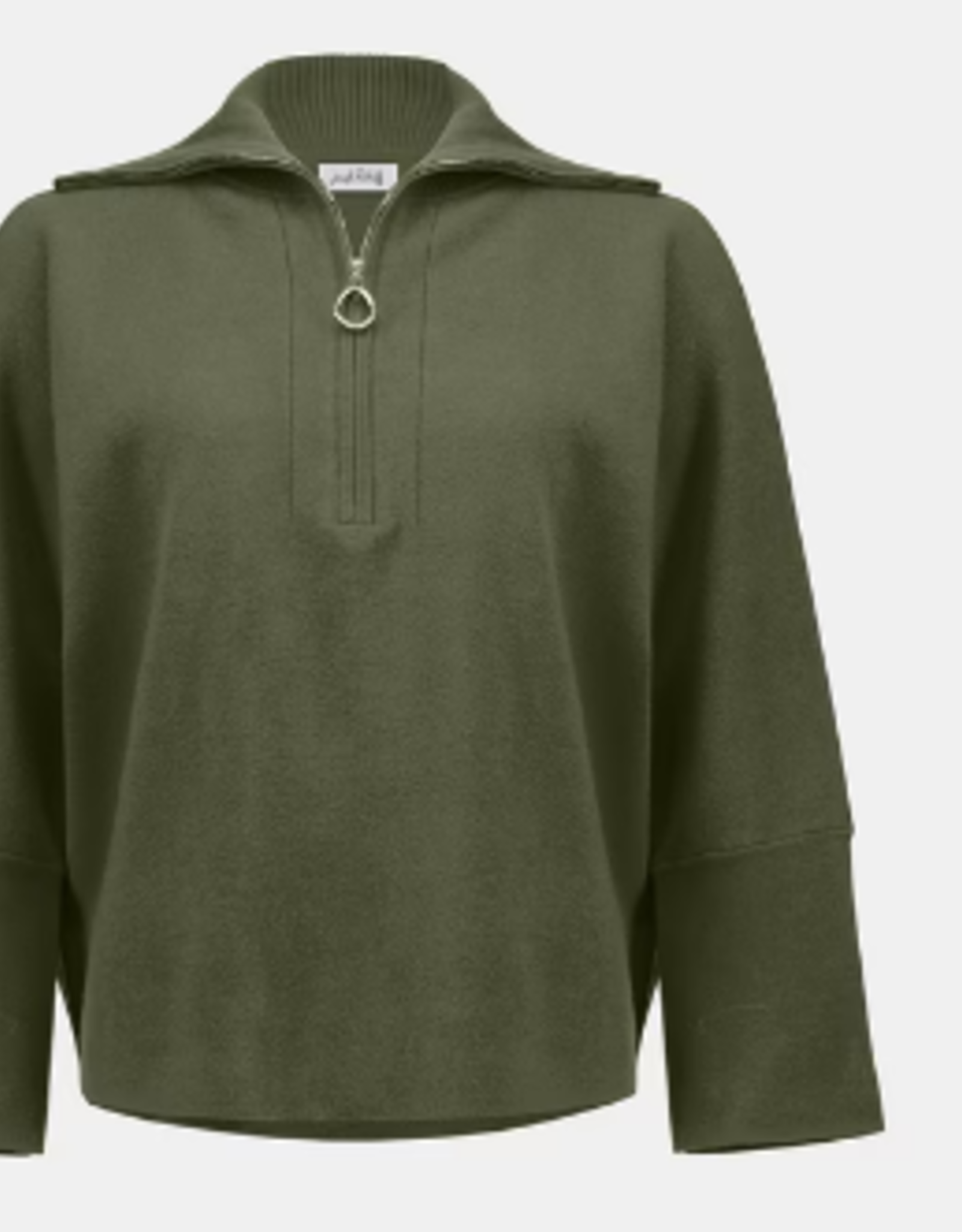 Joseph Ribkoff Joseph Ribkoff  Avocado Relaxed Fit 1/4 Zip Shawl Collar SO