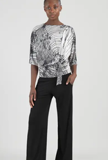 Clara Sun Woo Clara Sun Woo Black/Bone Geo Web Lines Signature Soft Knit Side Tie Top CL