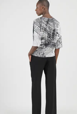 Clara Sun Woo Clara Sun Woo Black/Bone Geo Web Lines Signature Soft Knit Side Tie Top CL