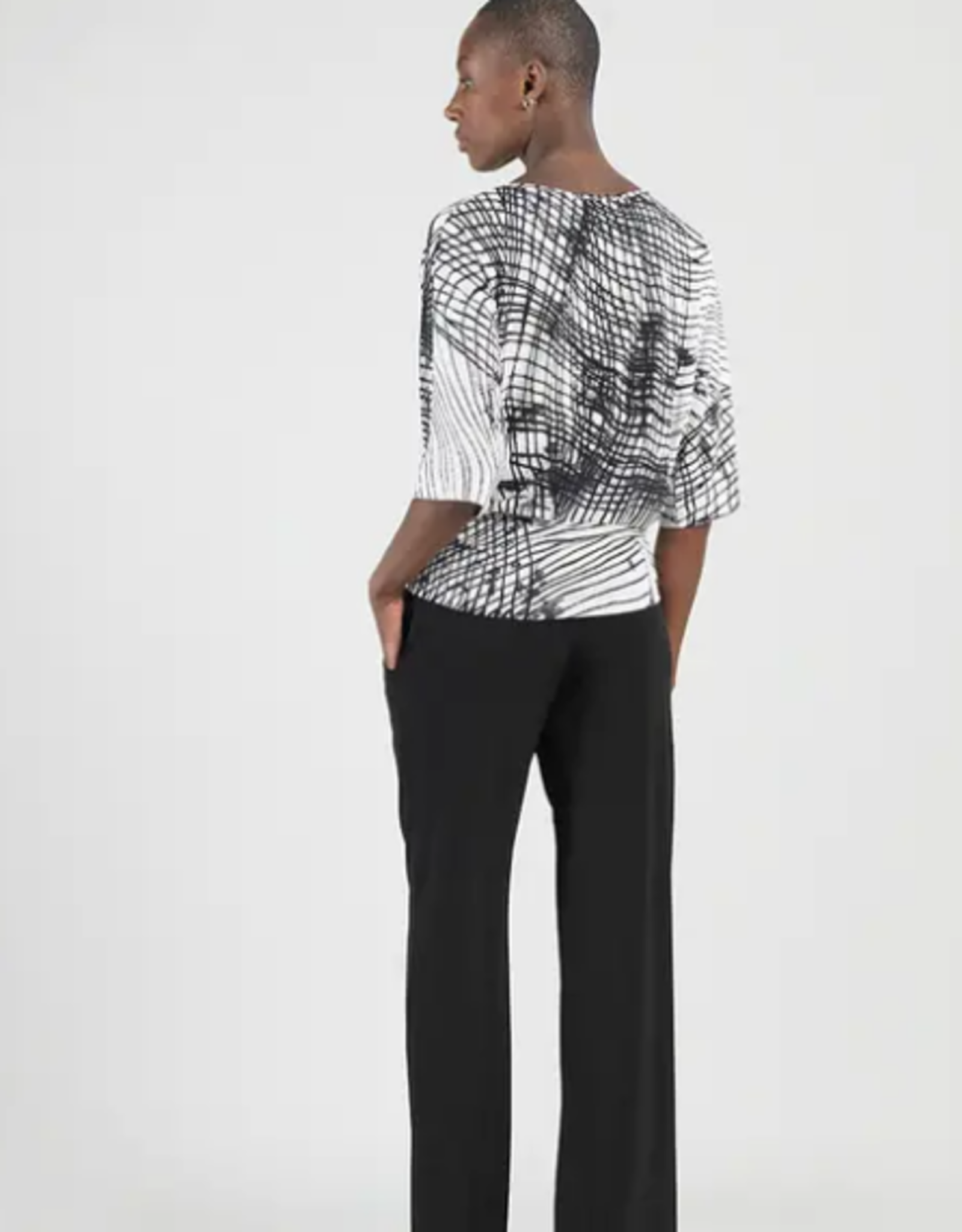 Clara Sun Woo Clara Sun Woo Black/Bone Geo Web Lines Signature Soft Knit Side Tie Top CL