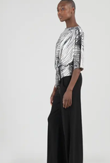 Clara Sun Woo Clara Sun Woo Black/Bone Geo Web Lines Signature Soft Knit Side Tie Top CL