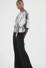 Clara Sun Woo Clara Sun Woo Black/Bone Geo Web Lines Signature Soft Knit Side Tie Top CL