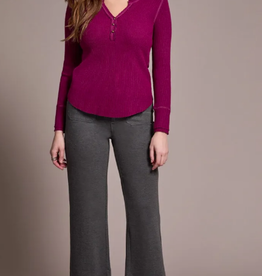 Tribal Tribal  H.Plummwine Henley Top W/Buttons