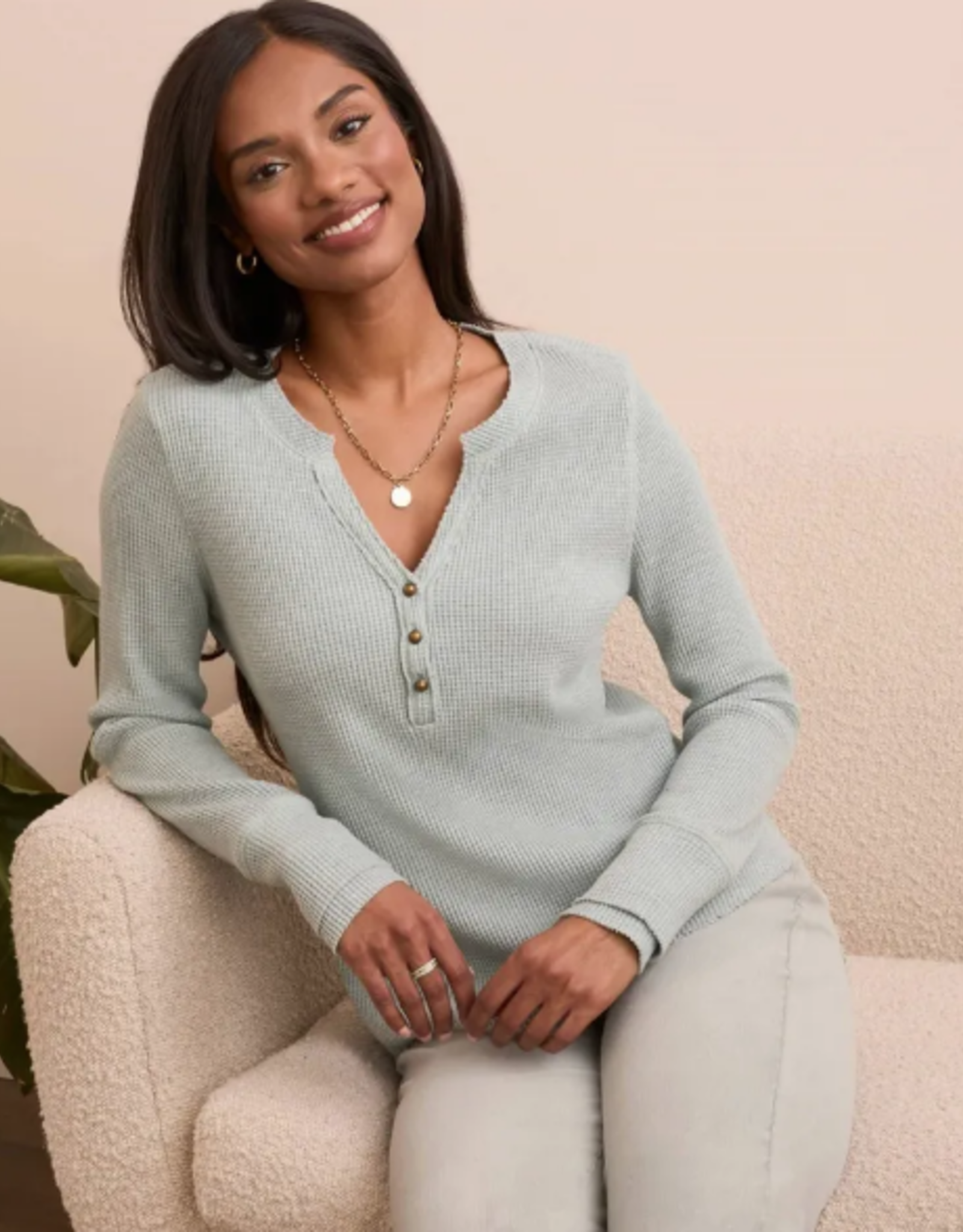 Tribal Tribal  H.Silverpine Henley Top W/Buttons