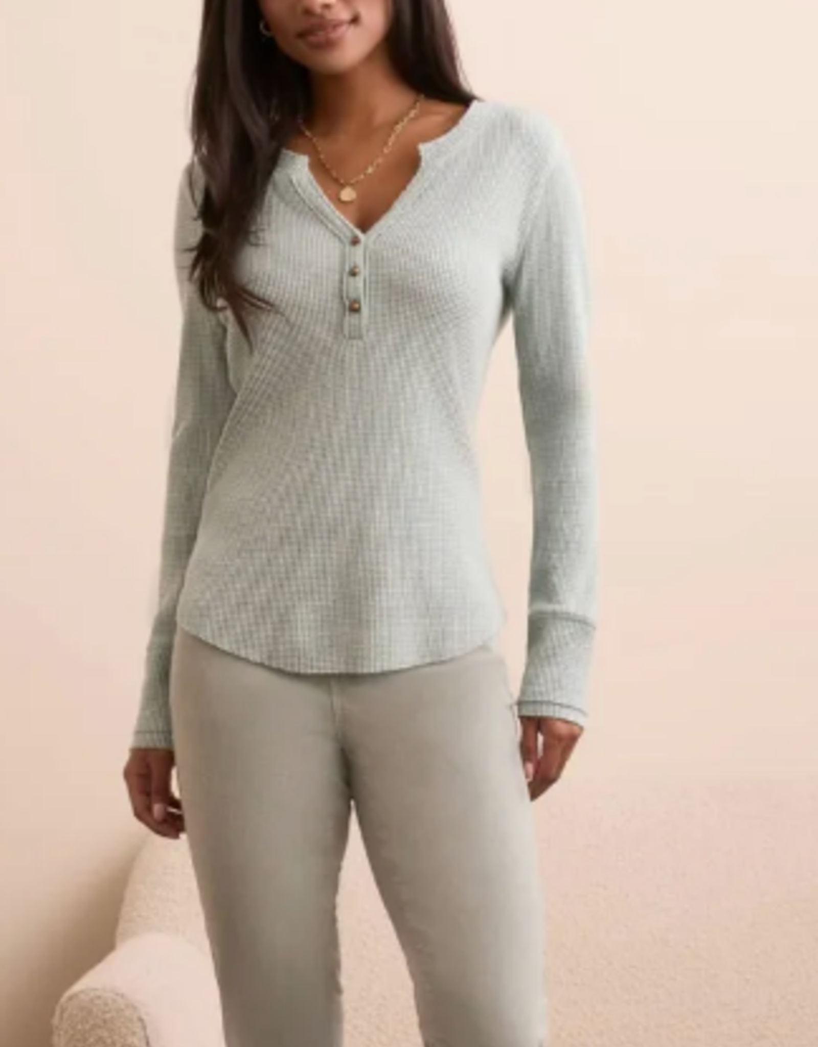 Tribal Tribal  H.Silverpine Henley Top W/Buttons