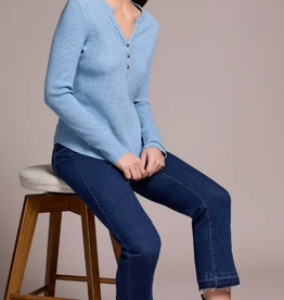 Tribal Tribal H.Denim Henley Top W/Buttons