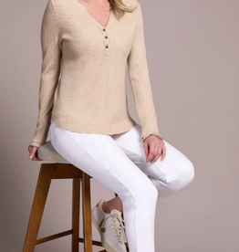 Tribal Tribal Oatmeal Henley Top W/Buttons