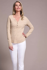 Tribal Tribal Oatmeal Henley Top W/Buttons