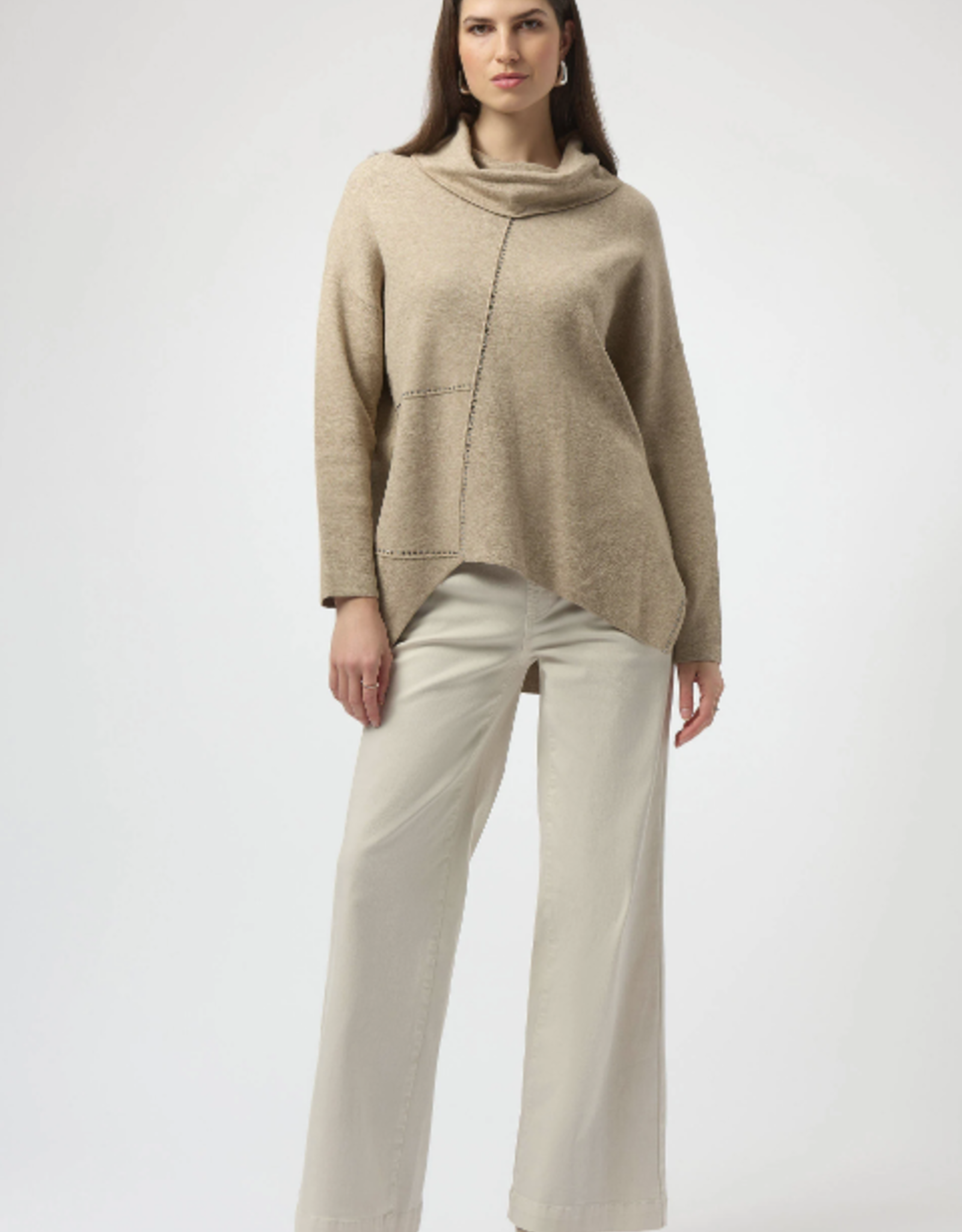 Joseph Ribkoff Joseph Ribkoff Oatmeal Knit Asymmetrical Pullover Sweater