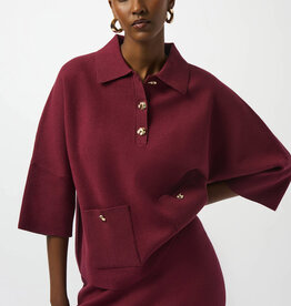 Joseph Ribkoff Joseph Ribkoff Merlot Knit Boxy Pullover w/Polo Collar Sweater