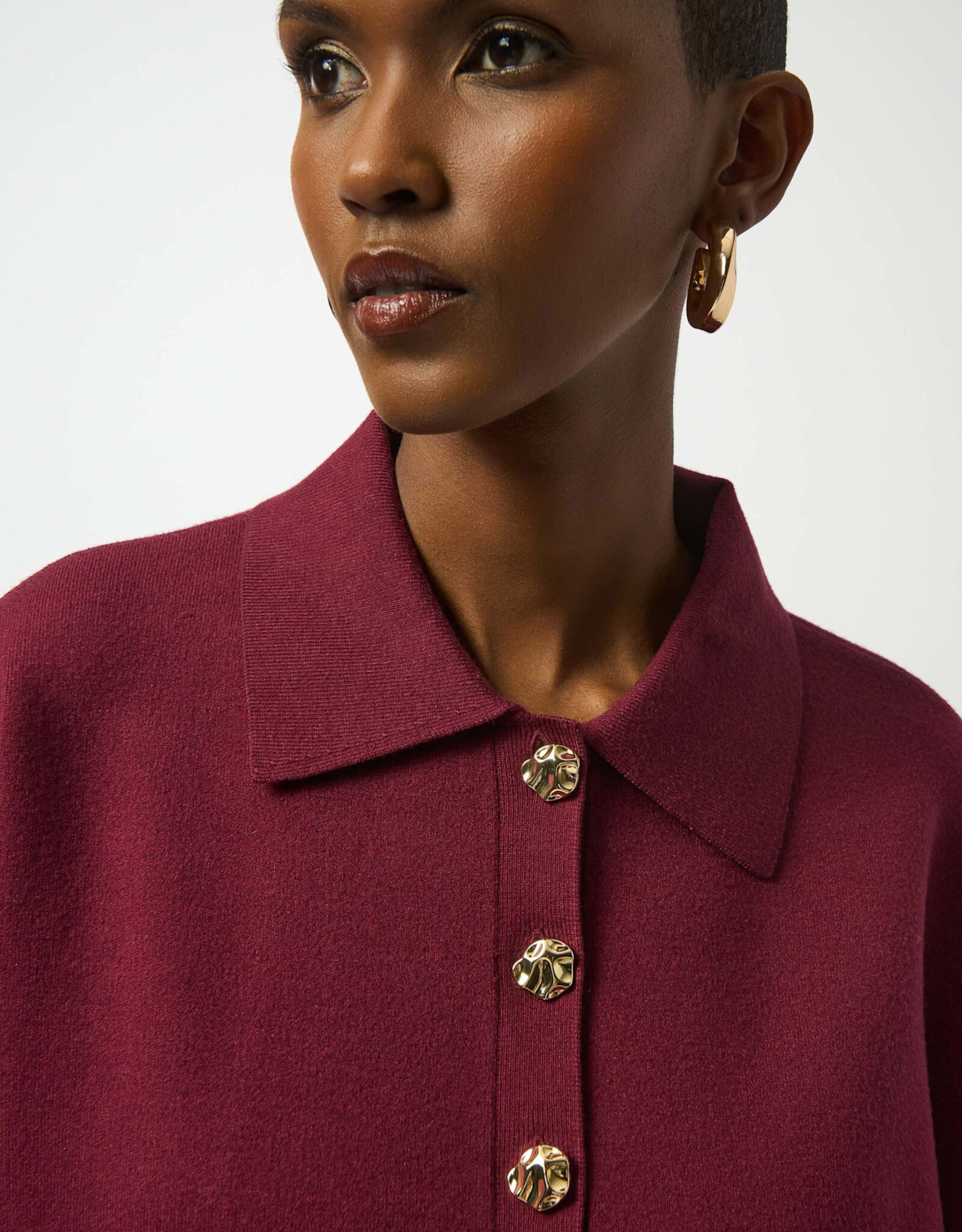 Joseph Ribkoff Joseph Ribkoff Merlot Knit Boxy Pullover w/Polo Collar Sweater