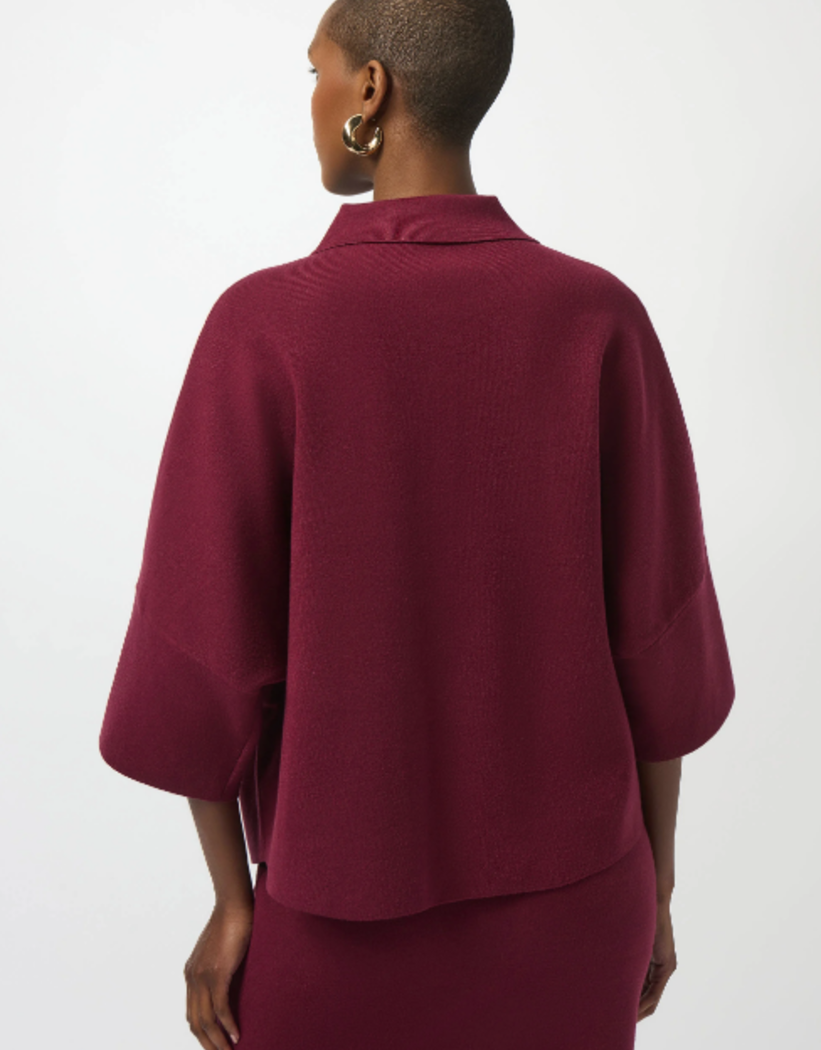 Joseph Ribkoff Joseph Ribkoff Merlot Knit Boxy Pullover w/Polo Collar Sweater