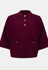 Joseph Ribkoff Joseph Ribkoff Merlot Knit Boxy Pullover w/Polo Collar Sweater