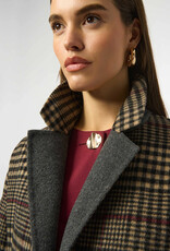 Joseph Ribkoff Joseph Ribkoff Camel/Multi Plaid Wool Blend Double-Faced Coat Joseph Ribkoff Joseph Ribkoff Camel/Multi Plaid Wool Blend Double-Faced Coat
