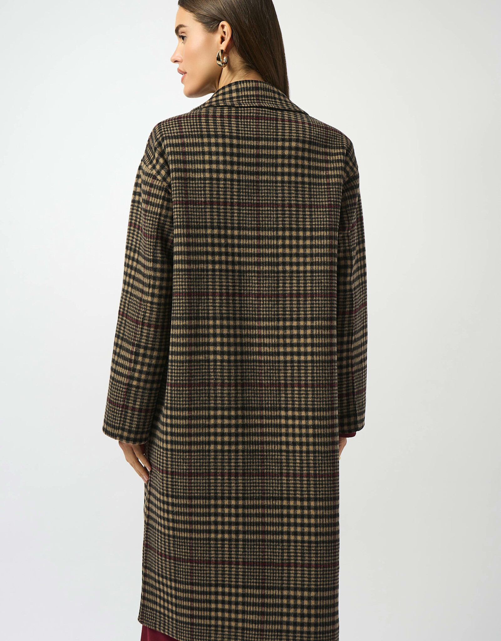 Joseph Ribkoff Joseph Ribkoff Camel/Multi Plaid Wool Blend Double-Faced Coat