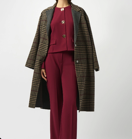 Joseph Ribkoff Joseph Ribkoff Camel/Multi Plaid Wool Blend Double-Faced Coat