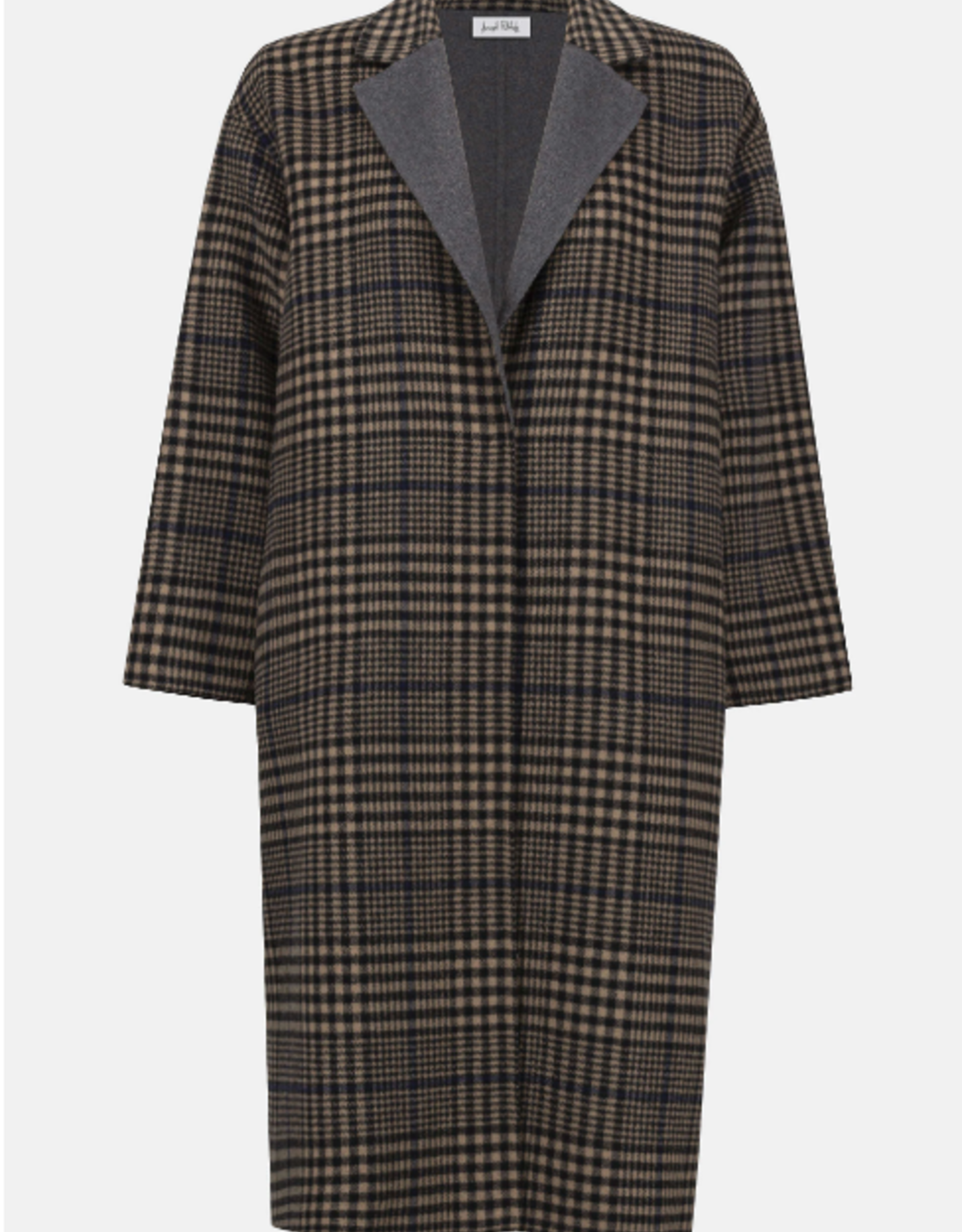 Joseph Ribkoff Joseph Ribkoff Camel/Multi Plaid Wool Blend Double-Faced Coat