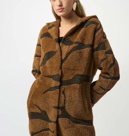 Joseph Ribkoff Joseph Ribkoff Blk/Brn Feather Yarn Animal Jacquard Hooded Coat