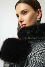 Joseph Ribkoff Joseph Ribkoff Blk/Wht Feather Yarn Plaid Jacquard Coat w/Faux Fur Trim Joseph Ribkoff Joseph Ribkoff Blk/Wht Feather Yarn Plaid Jacquard Coat w/Faux Fur Trim