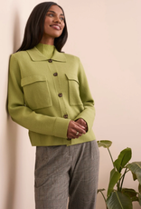 Tribal Tribal Wasabi Double Knit Collared Sweater Cardigan