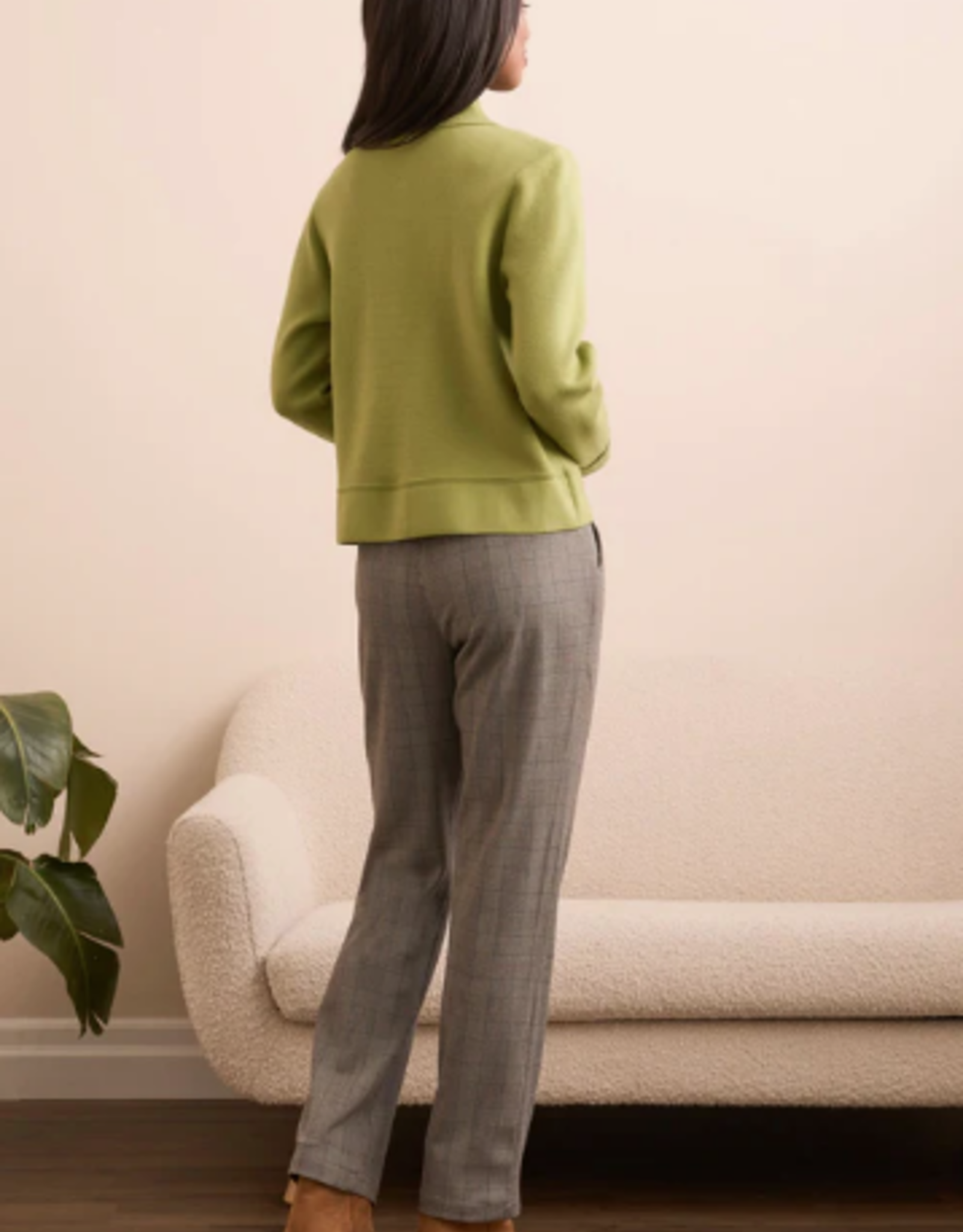 Tribal Tribal Wasabi Double Knit Collared Sweater Cardigan