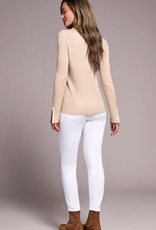 Tribal Tribal H. Latte L/S Polo Sweater W/Blanket Stitch AS