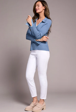 Tribal Tribal H. Slate L/S Polo Sweater W/Blanket Stitch AS