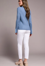 Tribal Tribal H. Slate L/S Polo Sweater W/Blanket Stitch AS