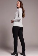 Tribal Tribal Grey Mix L/S Polo Sweater W/Blanket Stitch AS