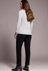 Tribal Tribal Grey Mix L/S Polo Sweater W/Blanket Stitch AS