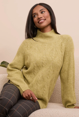 Tribal Tribal  Leek L/S Mock Neck Sweater CC