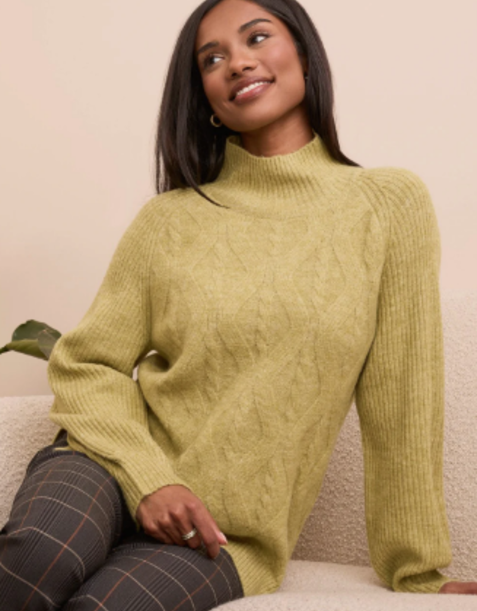 Tribal Tribal  Leek L/S Mock Neck Sweater CC