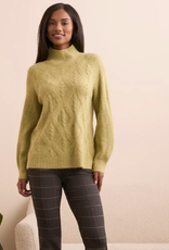 Tribal Tribal  Leek L/S Mock Neck Sweater CC