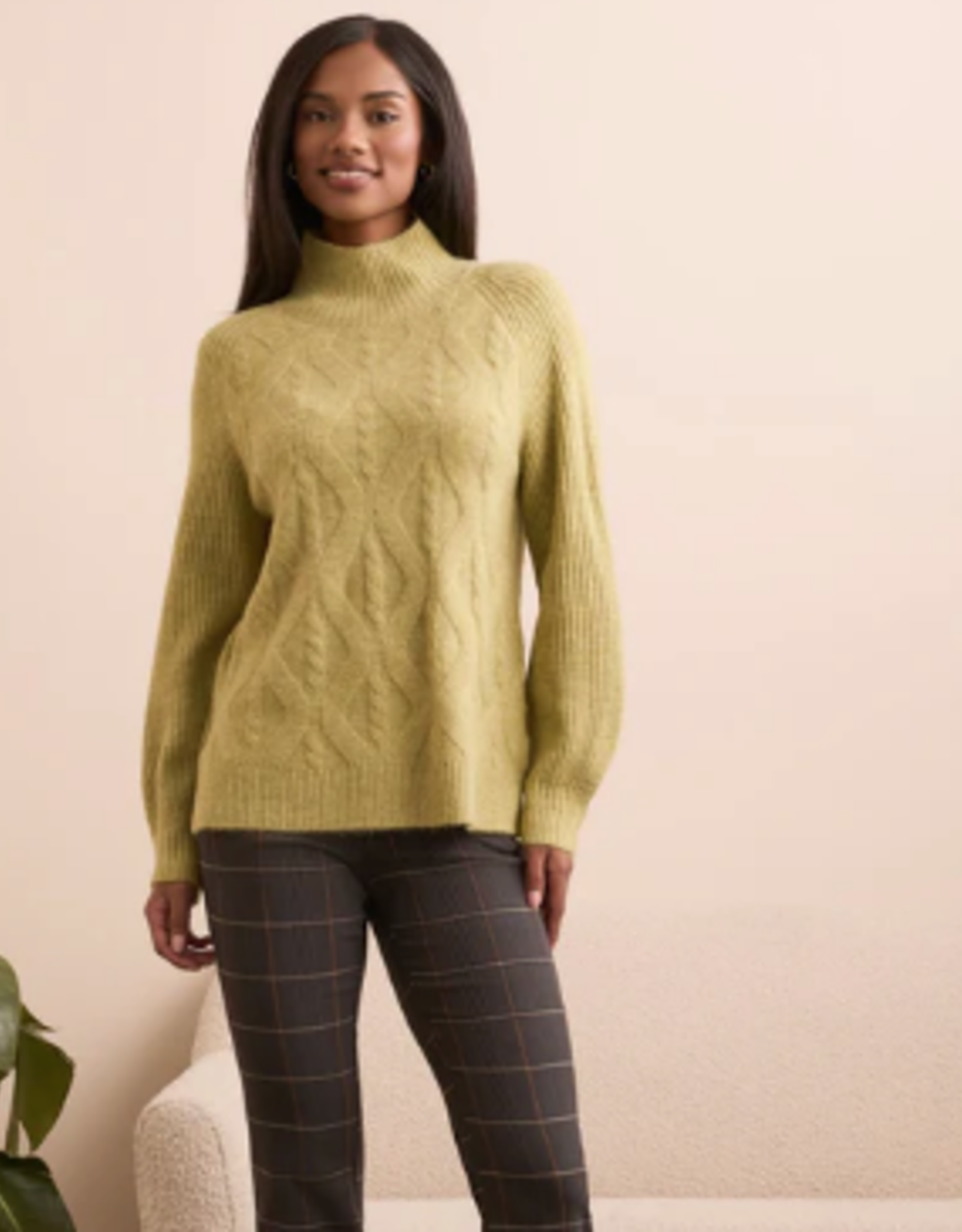 Tribal Tribal  Leek L/S Mock Neck Sweater CC