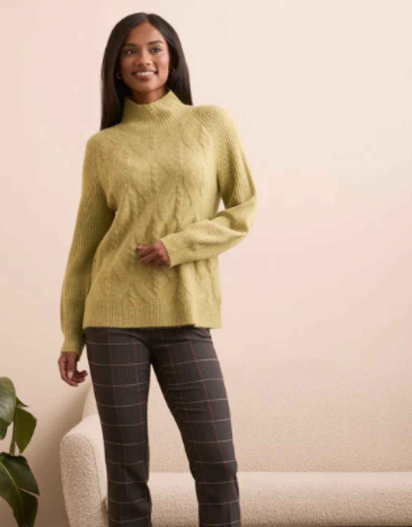 Tribal Tribal  Leek L/S Mock Neck Sweater CC